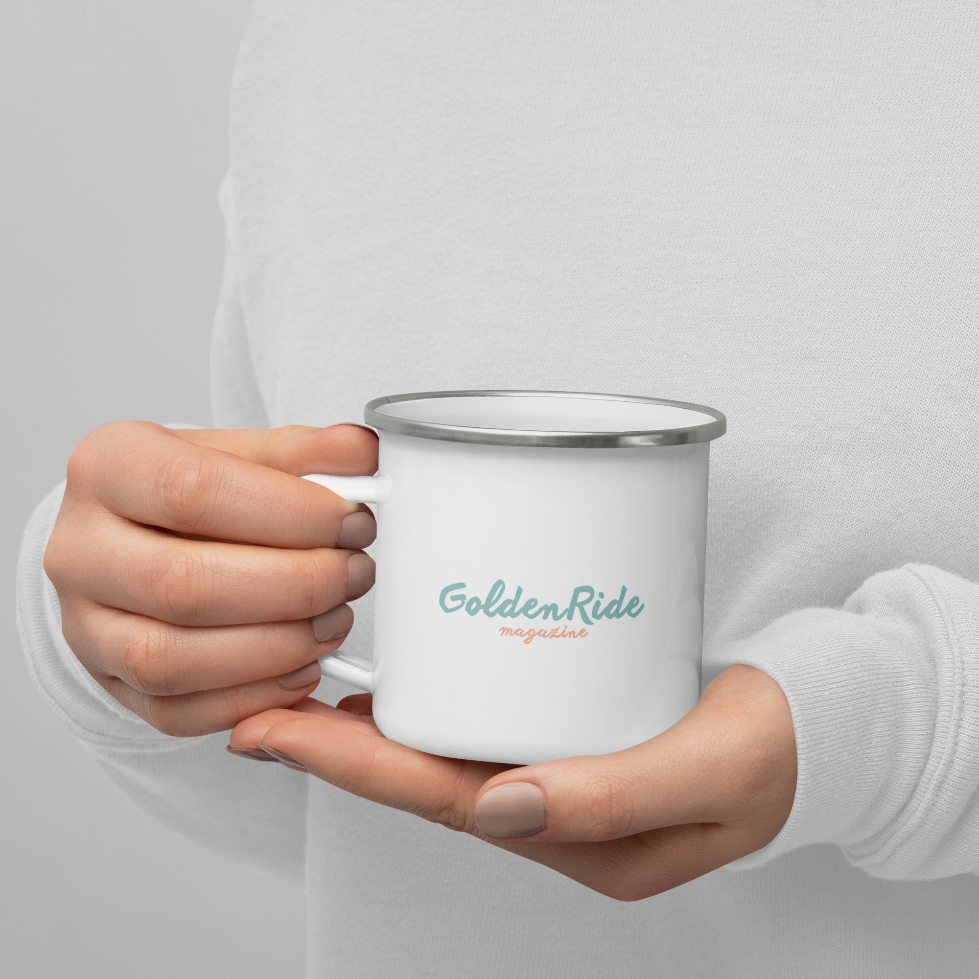 Emaille-Tasse "Go with the Flow"