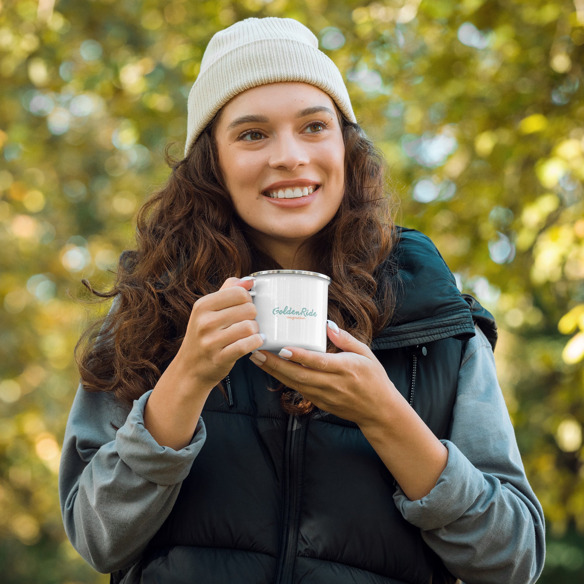 Emaille-Tasse "Go with the Flow"