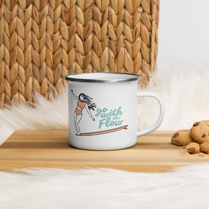 Emaille-Tasse "Go with the Flow"