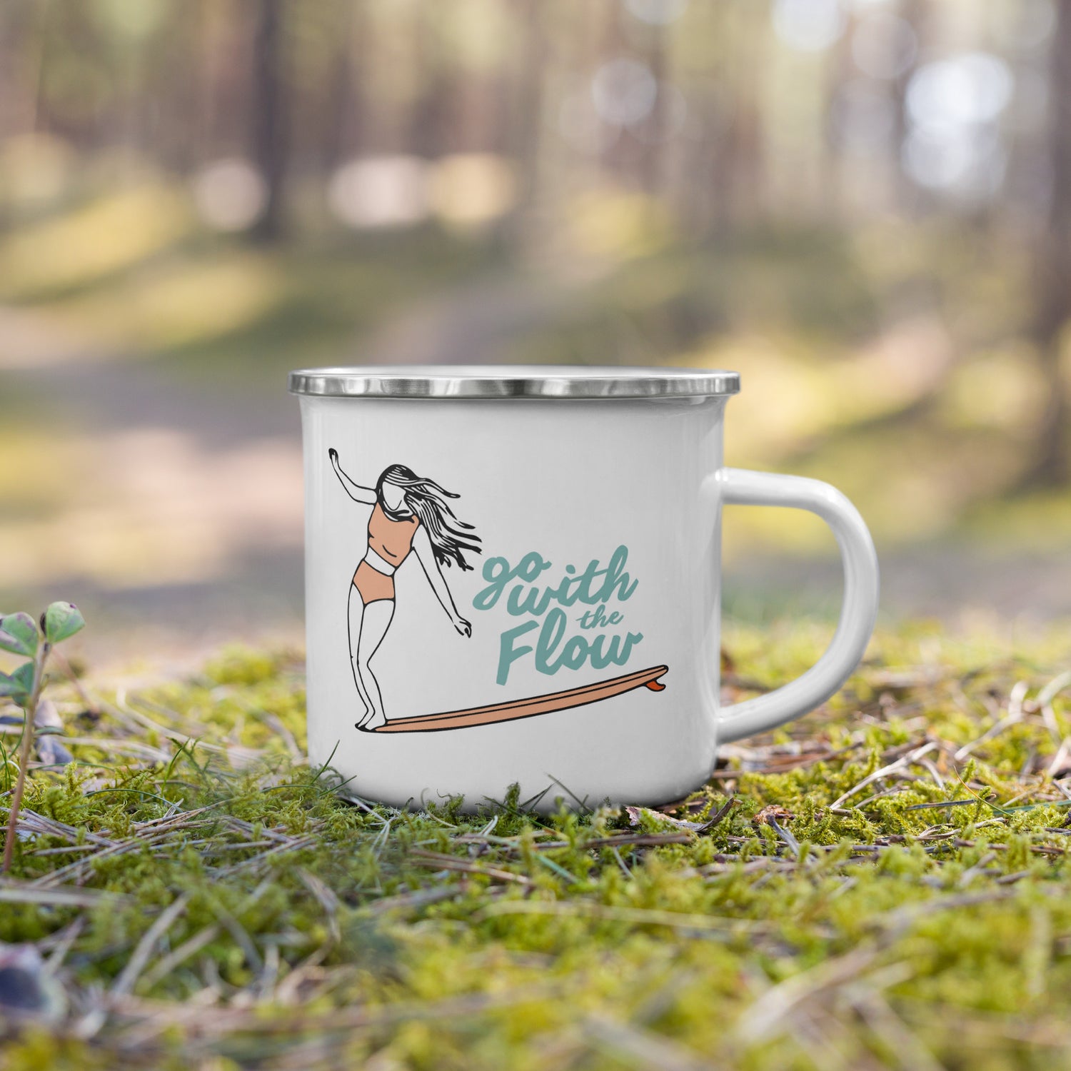 Emaille-Tasse "Go with the Flow"