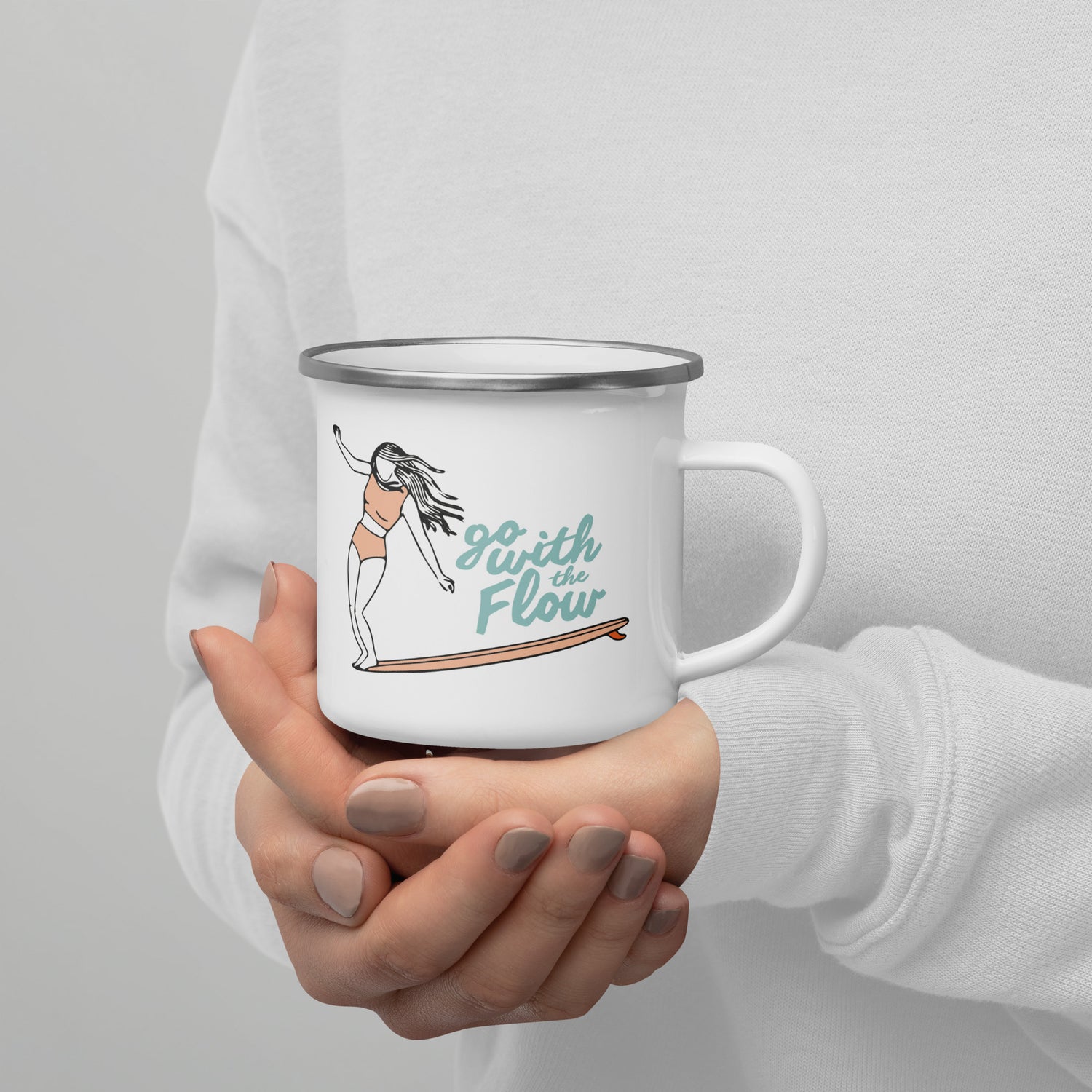Emaille-Tasse "Go with the Flow"