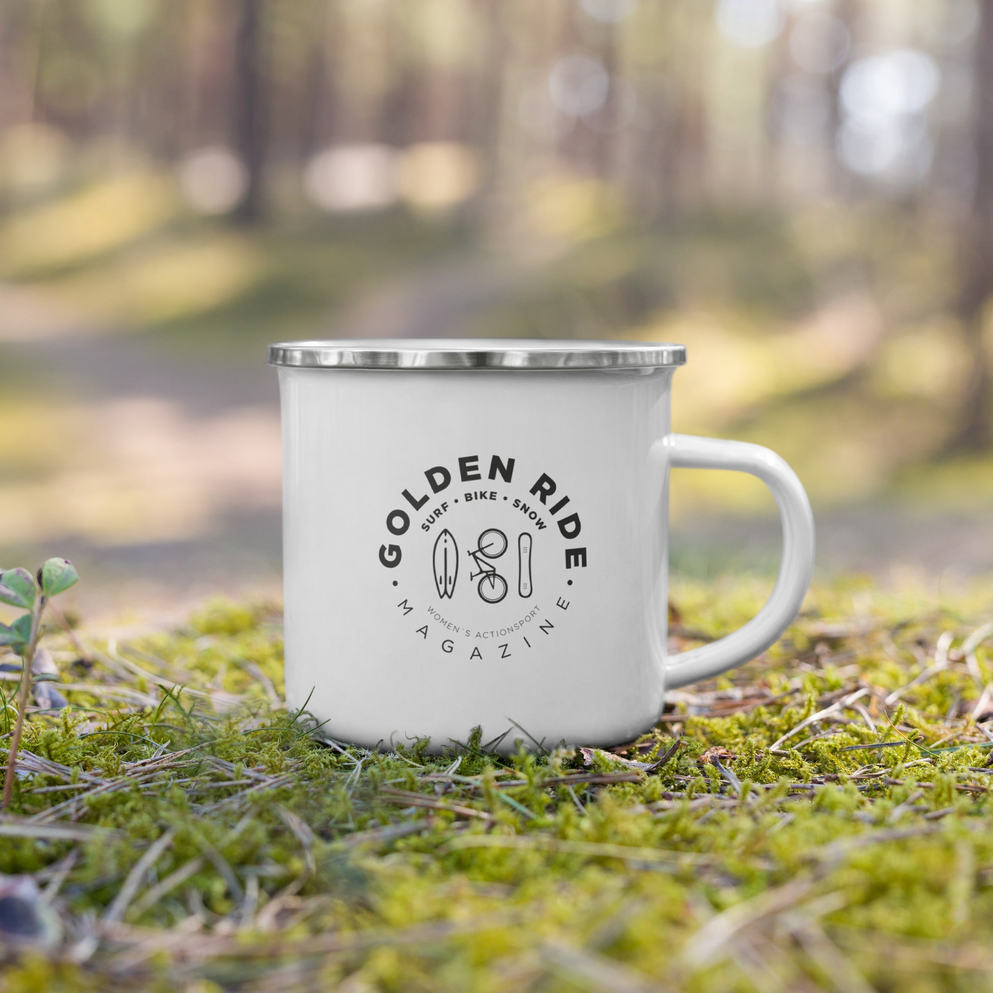 Emaille-Tasse "Golden Ride"